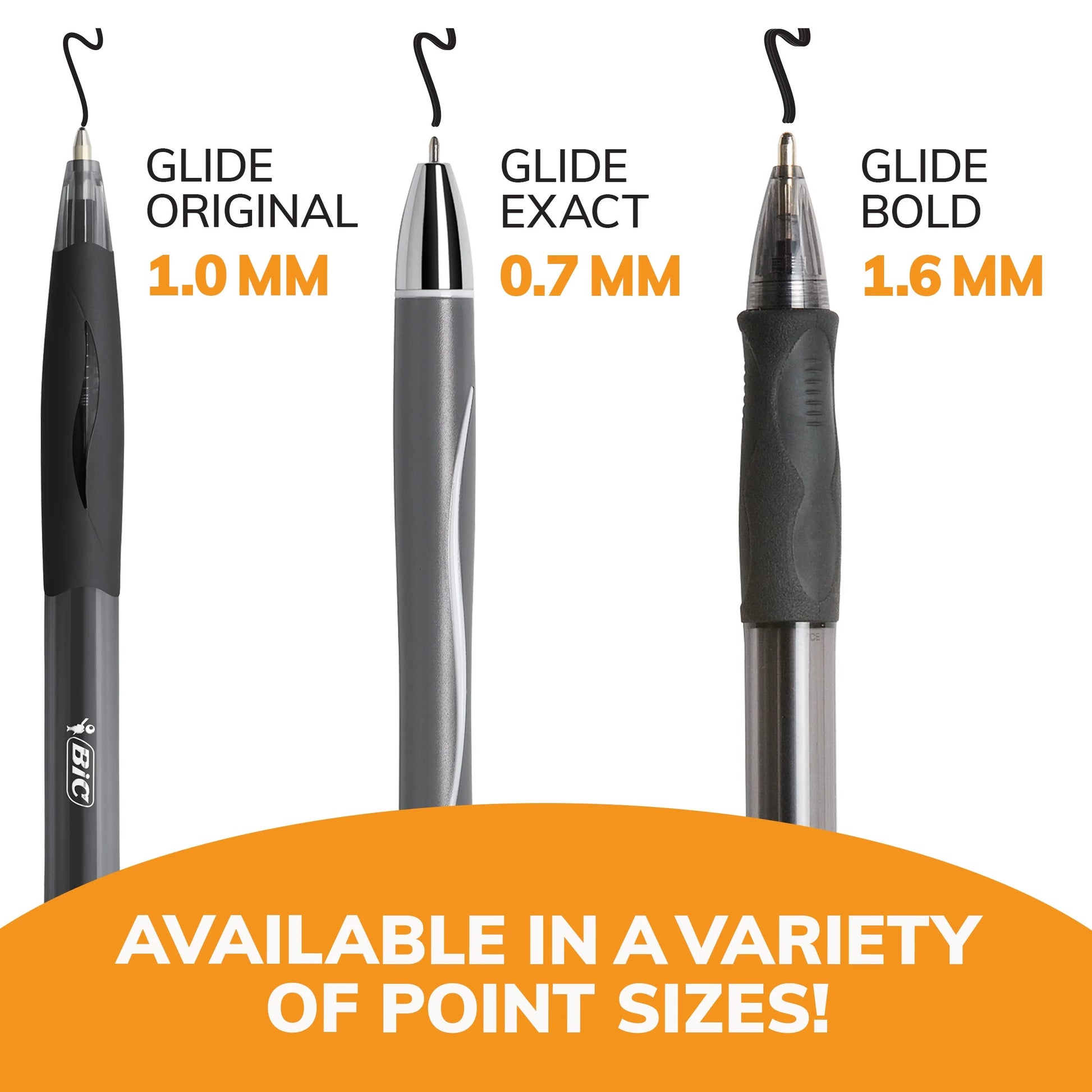 Glide Retractable Ballpoint Black Pens, Medium Point, 1.0 Mm, Black Ink, Pack of 4