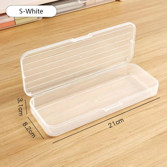 2024 Pencil Cases Pens Storage School Office Simple Plastic Transparent Plastic Box Large Capacity School Stationery Supplies