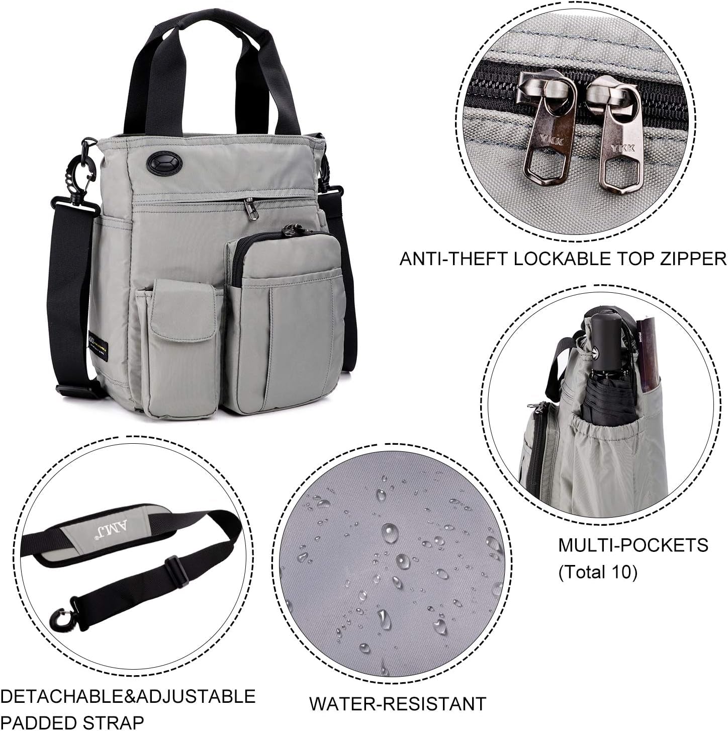 Business Crossbody Sling Messenger Bag Purse, Casual Daypack Shoulder Backpack Men Women, Chest Satchel for Hiking Travel (S, Grey)