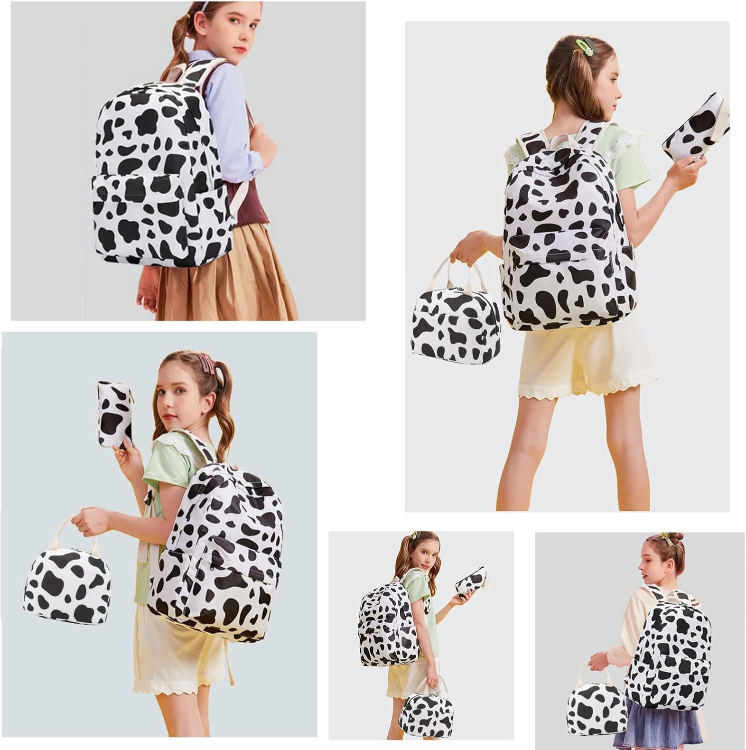School Backpack for Teen Girls, Water Resistant Casual Daypack Laptop Backpack College Bookbag with Lunch Box and Pencil Case