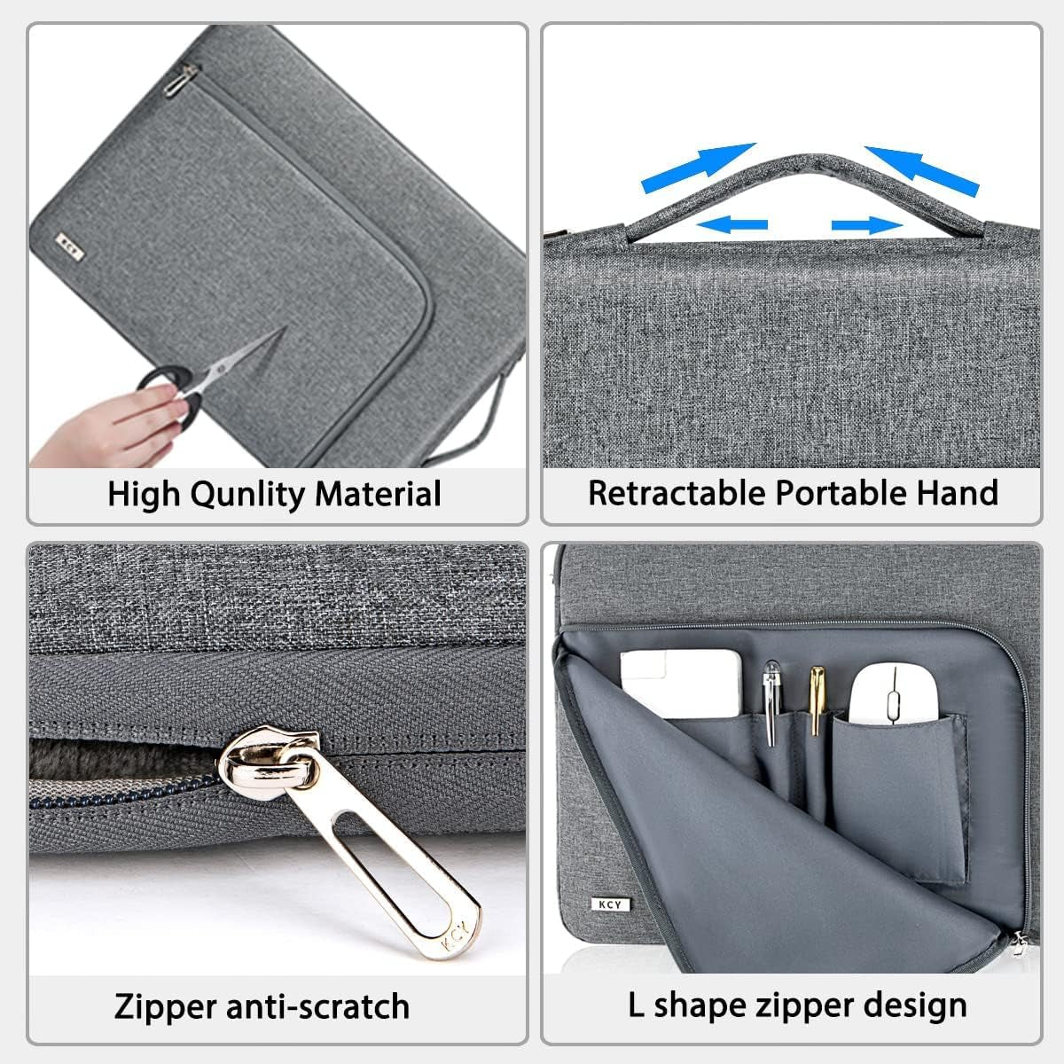 Laptop Sleeve 11.6 12 Inch, Waterproof Slim Laptop Case Bag with Handle Compatible with Surface Pro 9 8 7/Laptop Go 2 3, Macbook Air 11/12, 11-12 Inch HP Asus Samsung Chromebook,Grey