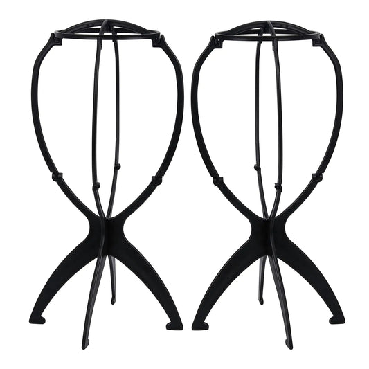 JCL Wig Stand Travel Wig Head Stand Portable Collapsible Wig Holder for Multiple Wigs Wig Display Stand Wig Stand Holder(2 Black)